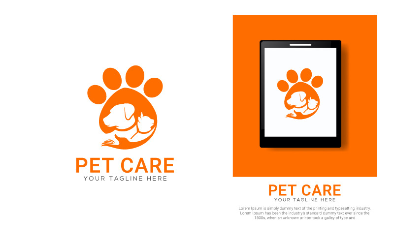 Download Шаблон логотипа "Pet Care Logo Template" / Pet Care Logo Template - Шаблон логотипа на тему графика pet care,dog,cat,animals,pet love,blue,care,center,clinic,day,day care,doctor,drug,food,green,herbal,horse,hospital,husbandry,love