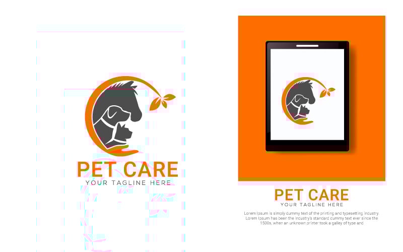 Download Шаблон логотипа "Pet Care Logo Template" / Pet Care Logo Template - Шаблон логотипа на тему графика animals,blue,care,cat,center,clinic,day,day care,doctor,dog,drug,food,green,herbal,horse,hospital,husbandry,love,medical,medicine