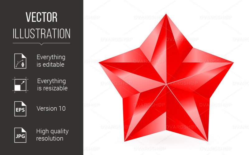 Download Vector "Red Star - Vector Image" / Red Star - Vector Image - Vector на тему графика star,red,shiny,white,background,relief,decorative,thick,decoration,icon,graphic,glossy,logo,style,decor,figure,sign,shine,point