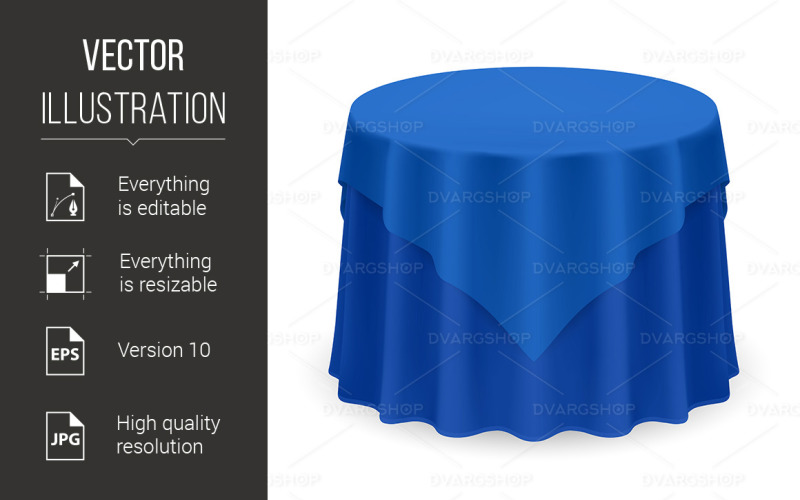 Download Vector "Round Tablecloth - Vector Image" / Round Tablecloth - Vector Image - Vector на тему графика table,round,tablecloth,isolated,blue,blank,icon,holiday,front,elegance,view,shape,silk,top,cover,white,dinner,illustration,decor,elegant