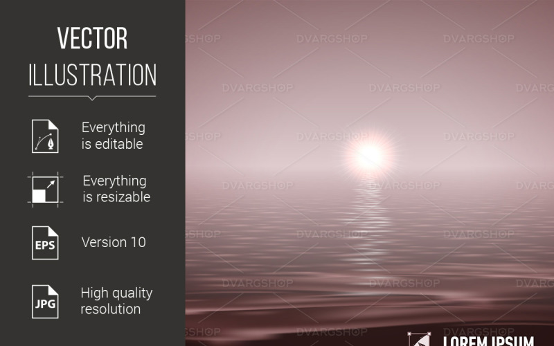 Download Vector "Sunshine Over Calm Water, Toned Image - Vector Image" / Sunshine Over Calm Water, Toned Image - Vector Image - Vector на тему графика sunshine,image,calm,water,over,view,sea,surface,split,wave,paradise,cloud,vibrant,color,dawn,nature,blue,sky,tropical,sunset