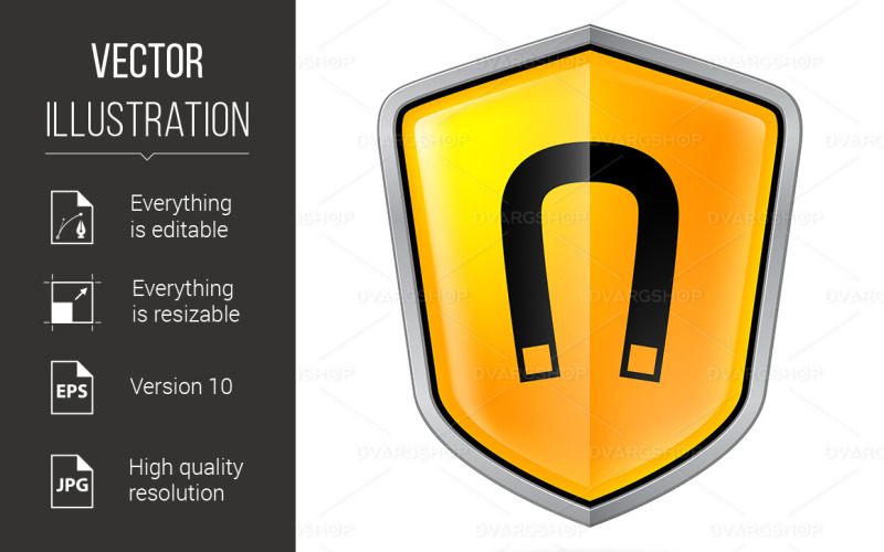 Download Vector "Warning Sign - Vector Image" / Warning Sign - Vector Image - Vector на тему графика shield,sign,warning,illustration,danger,field,magnetic,nobody,industry,electricity,security,alert,gas,hazard,beware,risk,information,safety,protection,label