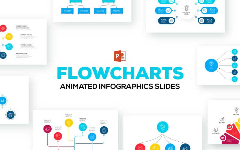 Flödesscheman Animerad Infographics PowerPoint-mall