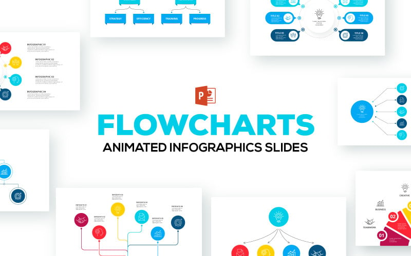 Folyamatábrák animált infografika PowerPoint sablon