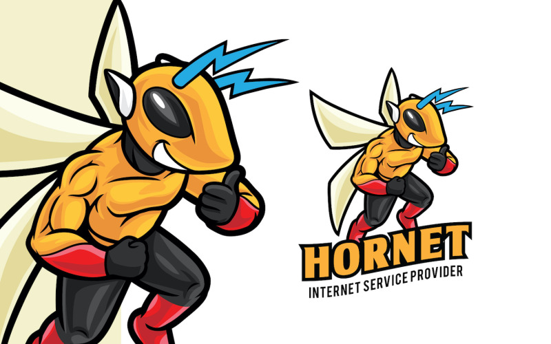 Download Шаблон логотипа "HorNet Internet Service Mascot Logo Template" / HorNet Internet Service Mascot Logo Template - Шаблон логотипа на тему графика logo,logomascot,mascot,logotemplate,character,illustration,vector,graphic,hornet,bee,internet,speed,provider