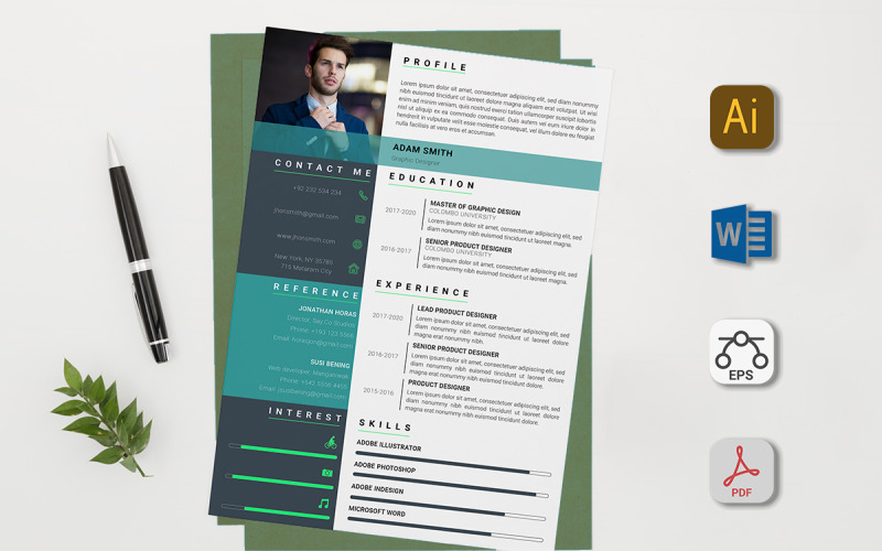 Download Резюме "Minimal Clean Resume with Cover Letter Resume Template" / Minimal Clean Resume with Cover Letter Resume Template - Резюме на тему графика resume,resume template,clean resume,minimal resume,cool resume,business resume,resume template for business,creative resumes,professional clean resume,corporate resume,professional resume,min