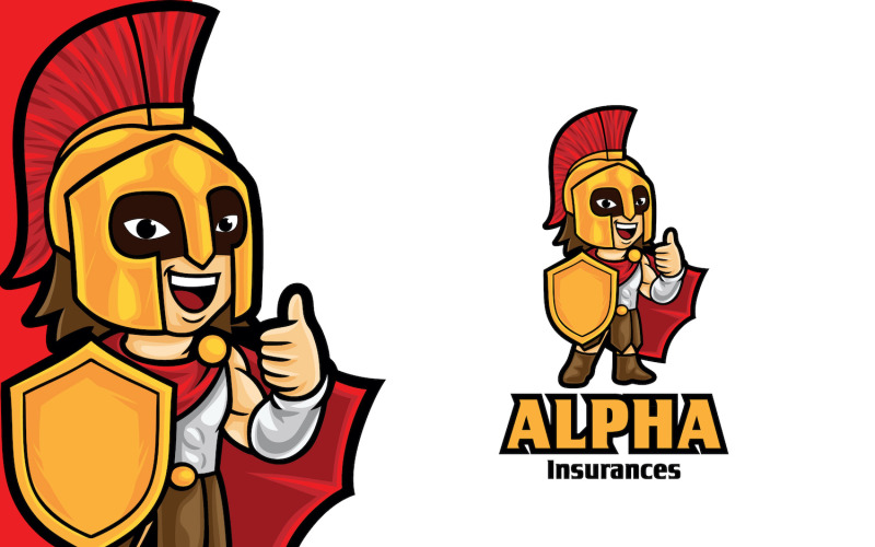 Modèle de logo de mascotte d'assurance guerrier