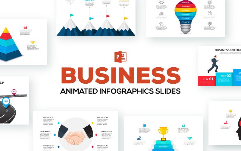 Modelo de infográficos animados para negócios em PowerPoint