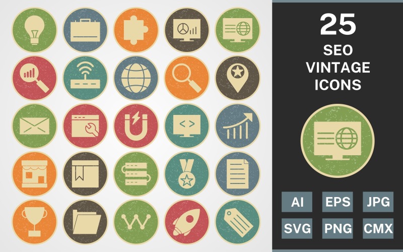 Набор иконок 25 SEO VINTAGE PACK