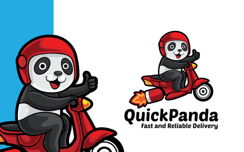 Download Шаблон логотипа "Quick Panda Service Logo Template" / Quick Panda Service Logo Template - Шаблон логотипа на тему графика logo,logomascot,mascot,logotemplate,character,illustration,vector,graphic,panda,delivery,ride,service,transportation