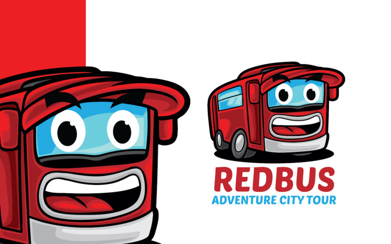 Rode bus Tour mascotte Logo sjabloon