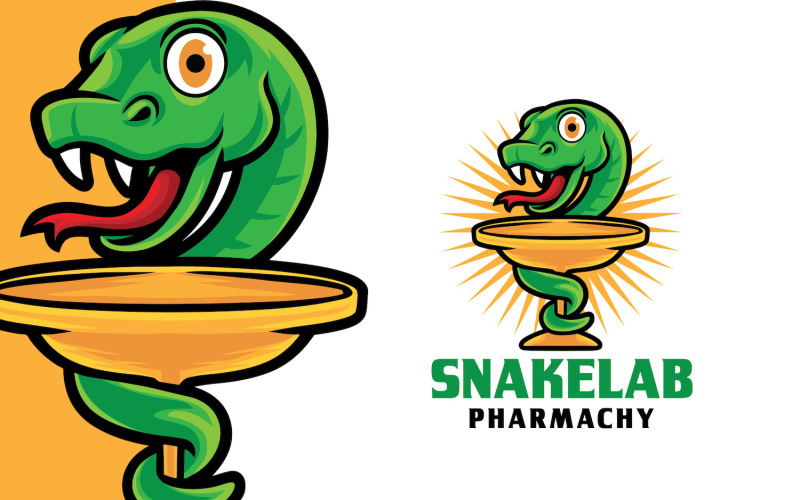Snake Pharmachy Mascot Logo Template