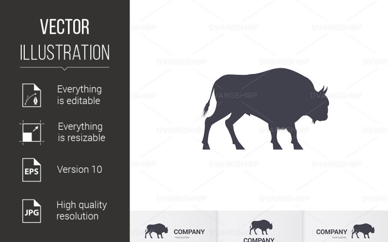 Download Vector "Bison Mascot - Vector Image" / Bison Mascot - Vector Image - Vector на тему графика bison,logo,mascot,simple,template,strong,icon,heraldry,zoo,tattoo,company,wild,courage,business,team,symbol,sign,emblem,powerful,outline