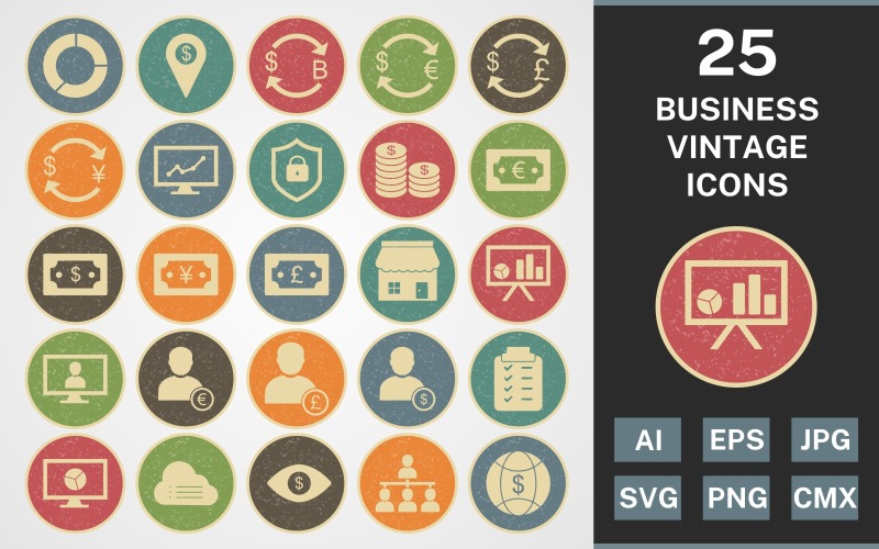25 БІЗНЕС ВІНТАЖ ПАКЕТ Набір іконок