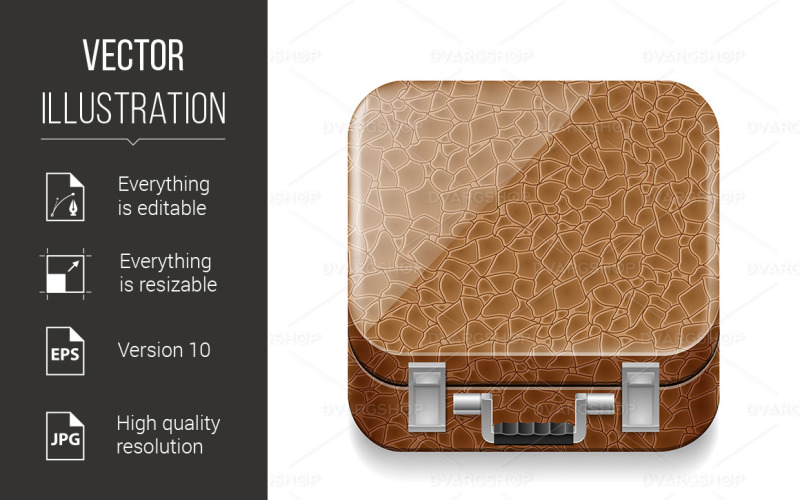 Download Vector "Leather Suitcase - Vector Image" / Leather Suitcase - Vector Image - Vector на тему графика lear,suitcase,white,brown,job,packing,vintage,design,icon,business,voyage,holiday,sign,trip,traveling,packed,tourism,classic,recreation,elegant
