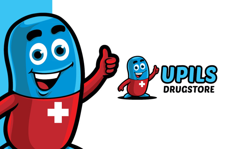 Modèle de logo de mascotte de pharmacie