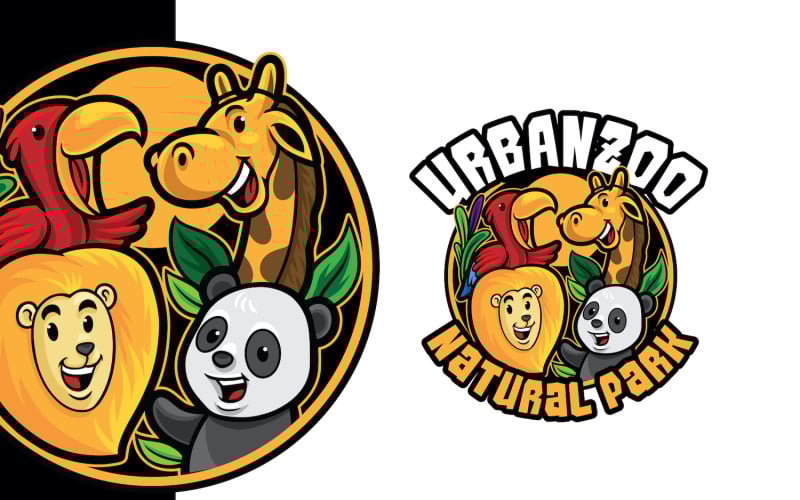 Modèle de logo de mascotte de zoo