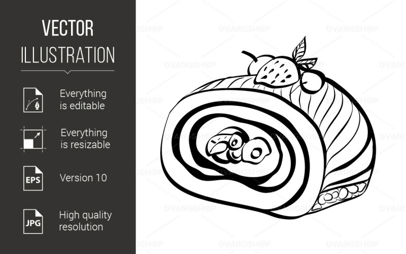Download Vector "Sketch of Food - Vector Image" / Sketch of Food - Vector Image - Vector на тему графика sketch,cake,fruit,food,pastry,sweet,baking,roll,design,party,graphic,celebrate,cherry,white,icon,bake,eating,applique,cream,icing