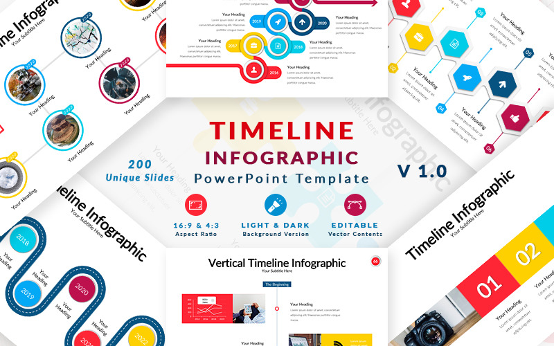 Modèle PowerPoint d'infographie de chronologie