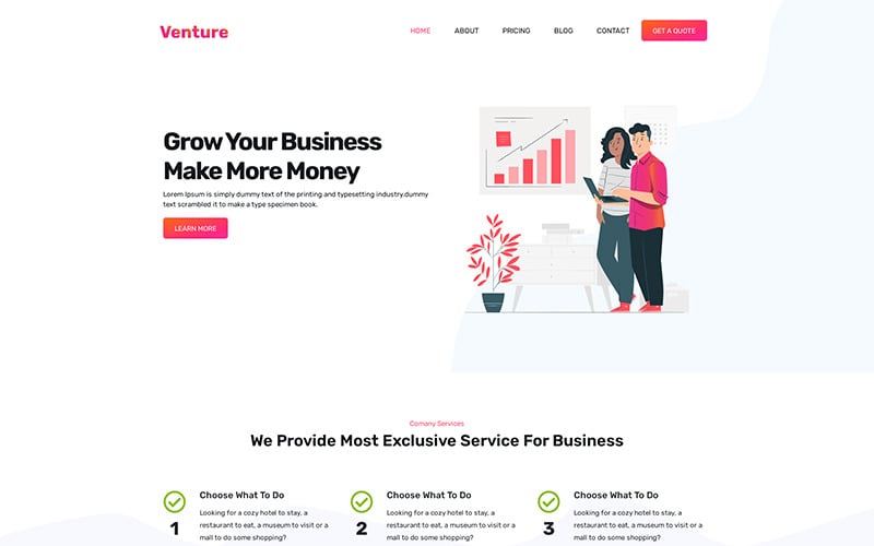 Venture - szablon strony docelowej agencji One Page