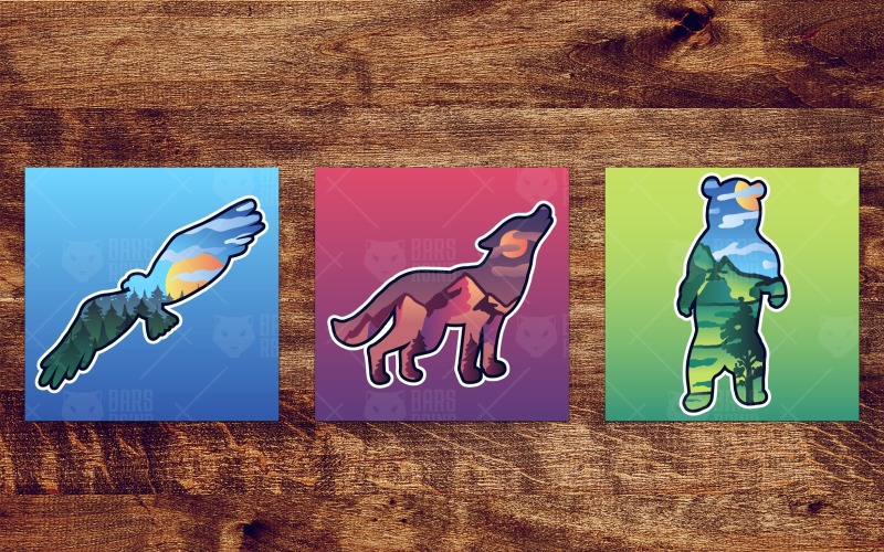 Download Vector "Landscapes In Wild Animals - Vector Image" / Landscapes In Wild Animals - Vector Image - Vector на тему графика card,illustration,design,decorative,nature,postcard,summer,vector,color,clipart,sun,moon,sunset,sunrise,spring,pack,flat,tree,colorful,environment,forest,cloud,background,white,graphic,campin