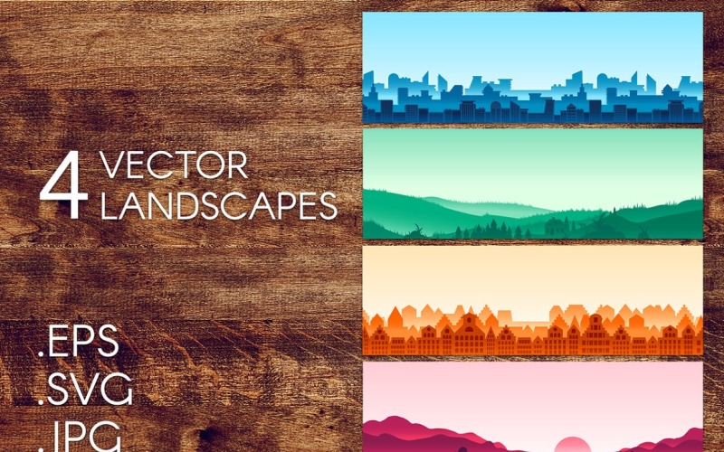 Download Vector "Panorama Landscapes Set - Vector Image" / Panorama Landscapes Set - Vector Image - Vector на тему графика modern,illustration,design,template,decorative,beautiful,contemporary,nature,vector,old,minimalist,art,color,sunshine,real,sun,abstract,sunset,sunrise,travel,style,flat,business,green,tree,bl