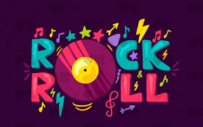 Download Vector "Retro Rock'n'roll Label - Vector Image" / Retro Rock'n'roll Label - Vector Image - Vector на тему графика typography,vintage,logo,hipster,illustration,label,poster,design,sign,retro,party,vector,old,brand,text,art,tattoo,stamp,style,festival,music,badge,star,club,rock,studio,musical,concert,backg