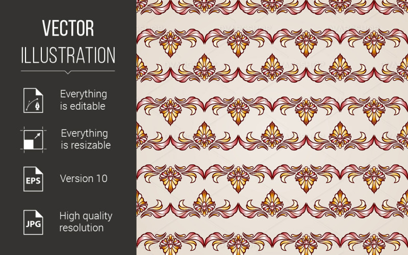 Download Vector "Stripy Floral Seamless Pattern - Vector Image" / Stripy Floral Seamless Pattern - Vector Image - Vector на тему графика pattern,floral,seamless,stripy,eps,brown,beige,textile,luxury,vignette,style,classic,vector,texture,wallpaper,orange,art,design,old,victorian