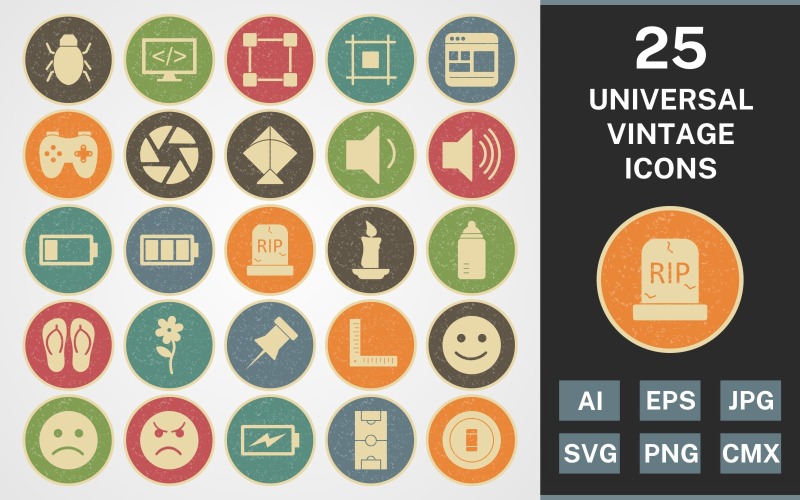 25 UNIVERSAL VINTAGE PACK Ikonuppsättning