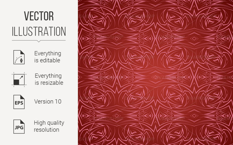 Download Vector "Abstract Seamless Pattern in Red - Vector Image" / Abstract Seamless Pattern in Red - Vector Image - Vector на тему графика pattern,abstract,seamless,red,ornament,line,sharp,motif,repeat,fantasy,wave,spiky,geometric,bright,curve,graphic,futuristic,decoration,detail,symmetry