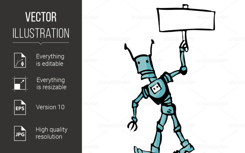 Download Vector "Cartoon Robot - Vector Image" / Cartoon Robot - Vector Image - Vector на тему графика cartoon,robot,illustration,background,white,science,antenna,retro,smile,doodle,blue,droid,art,happy,space,vintage,friendly,abstract,congratulate,artwork