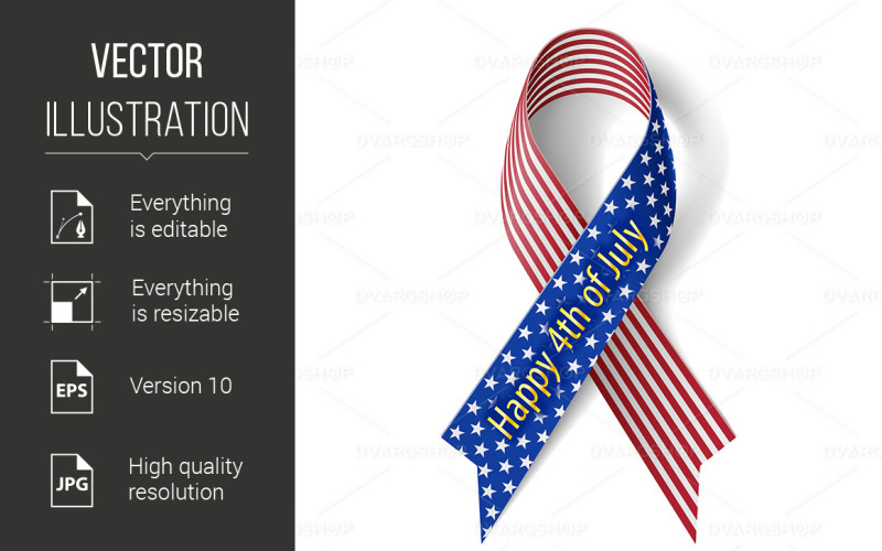 Download Vector "Fourth of July Independence Day - Vector Image" / Fourth of July Independence Day - Vector Image - Vector на тему графика day,july,independence,fourth,ribbon,white,shiny,decoration,badge,sign,history,independent,background,liberty,event,summer,usa,american,retro,joy