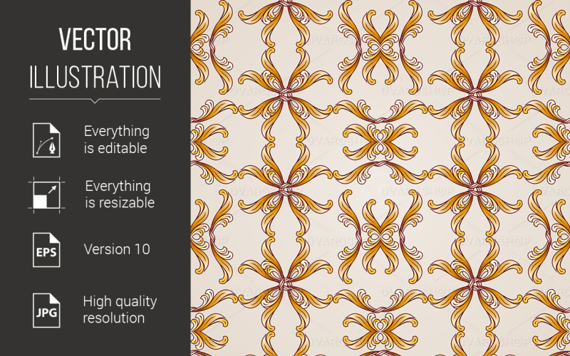 Download Vector "Seamless Background - Vector Image" / Seamless Background - Vector Image - Vector на тему графика background,seamless,vector,eps,pattern,beige,nobody,vintage,floral,illustration,luxury,texture,curved,royal,decorative,seamless background,paper,orange,decoration,abstract