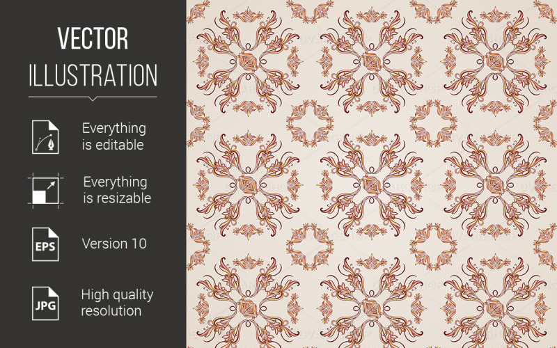 Download Vector "Seamless Floral Pattern - Vector Image" / Seamless Floral Pattern - Vector Image - Vector на тему графика seamless,pattern,floral,ornate,pink,rose,brown,decor,florid,ornamental,asian,vintage,design,creative,fancy,natural,retro,lace,element,leaf