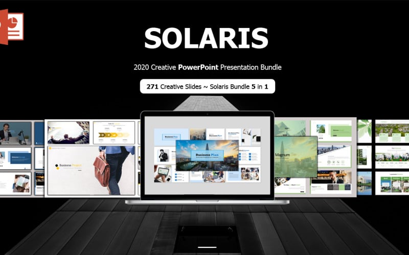 SOLARIS - Creative Business Plan Bundle 5 em 1 modelo do PowerPoint