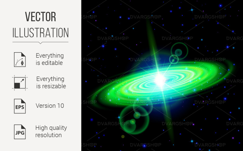 Download Vector "Space Background - Vector Image" / Space Background - Vector Image - Vector на тему графика galaxy,green,background,universe,stars,space,bright,flare,dark,flash,shimmer,nebula,astrology,abstract,celestial,spiral,intense,mysterious,night,astronomy