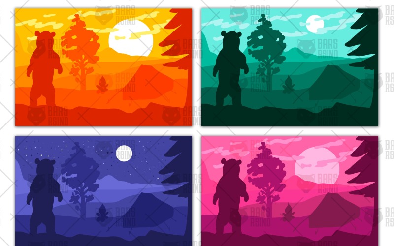 Download Vector "Wild bear in forest camp - Vector Image" / Wild bear in forest camp - Vector Image - Vector на тему графика vintage,illustration,poster,retro,country,nature,summer,vector,old,travel,tree,forest,background,vacation,camping,mountain,outdoor,fire,silhouette,landscape,wood,adventure,park,animal,mammal,