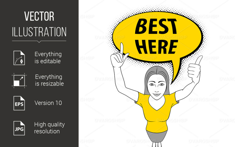 Download Vector "Woman Gesturing - Vector Image" / Woman Gesturing - Vector Image - Vector на тему графика woman,cartoon,here,young,illustration,best,thumbs,lifestyle,top,attractive,female,finger,happy,person,pretty,good,success,gesture,cheerful,casual