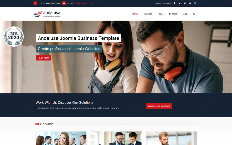 Andalusa Business-Corporation Joomla 4 and Joomla 3 Template