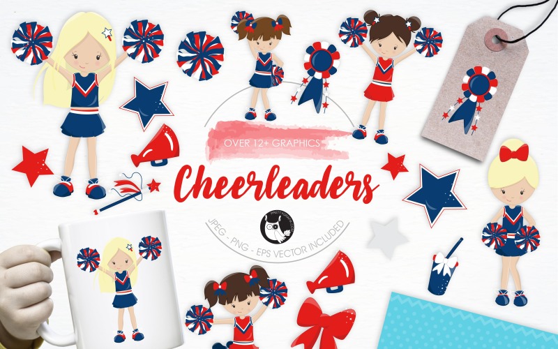 Download Vector "Cheerleaders illustration pack - Vector Image" / Cheerleaders illustration pack - Vector Image - Vector на тему графика illustration,vector,graphics,clipart,sports,clip art,dance,icon,ribbons,eps,prettygrafik,girls,cheerleaders,cheer,pompoms