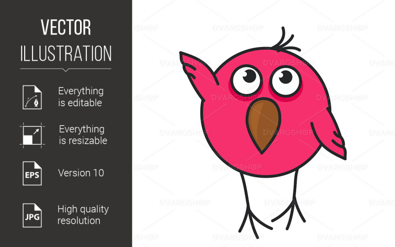 Download Vector "Cute Pink Bird Icon - Vector Image" / Cute Pink Bird Icon - Vector Image - Vector на тему графика bird,cartoon,funny,illustration,cute,pink,icon,logo,character,design,flat,isolated,white,background,little,holiday,pictogram,avatar,emblem,style