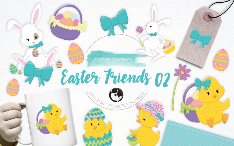 Download Vector "Easter Friends illustration pack - Vector Image" / Easter Friends illustration pack - Vector Image - Vector на тему графика illustration,vector,graphics,clipart,clip art,icon,ribbon,bunny,easter,friends,eps,eggs,prettygrafik,chicks,easter friends