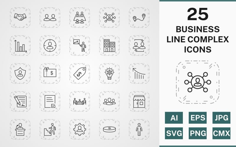 25 КОМПЛЕКСНИЙ ПАКЕТ БІЗНЕС ЛІНІЇ Набір іконок