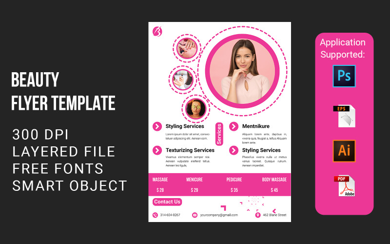 Download Фирменный стиль "Beauty Flyers volume-1 - Corporate Identity Template" / Beauty Flyers volume-1 - Corporate Identity Template - Фирменный стиль на тему графика a4,ad,beauty,elegant,fashion,feminine,girl,hairdresser,hair,haircut,magazine,manicure,salon,sexy,skin,spa,women