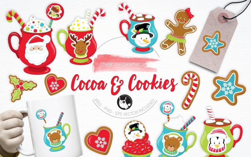 Cocoa & Cookies illustration pack - Vector Image