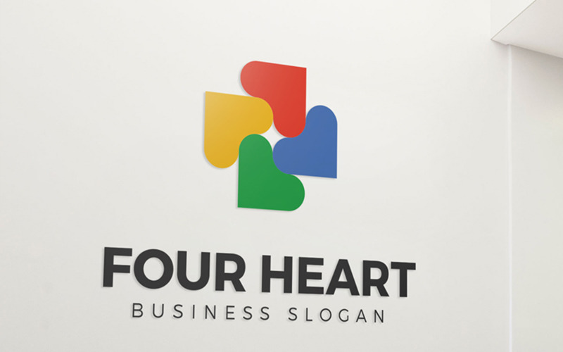Чотири серця логотип шаблон