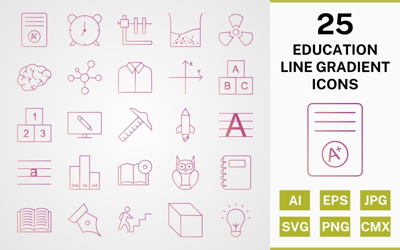25 EDUCATION LINE GRADIENT PACK Iconset Template