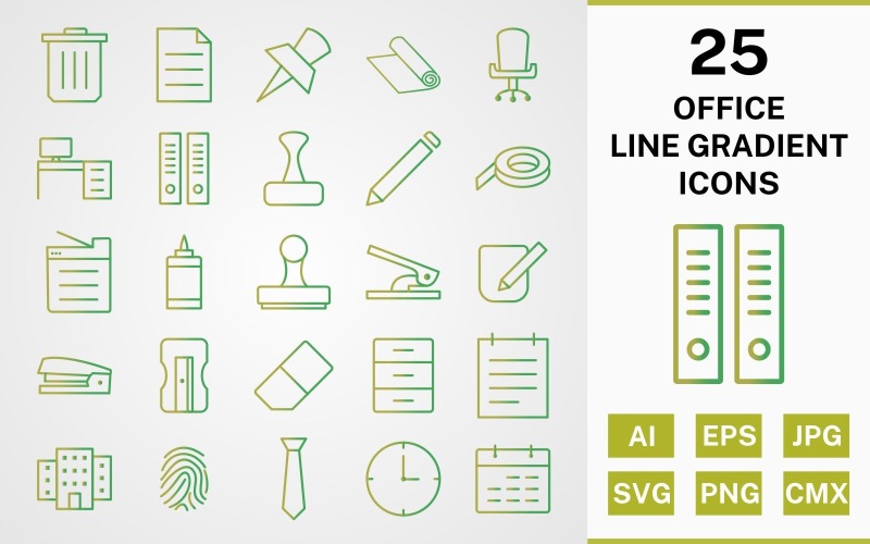 Ensemble d'icônes 25 OFFICE LINE GRADIENT PACK