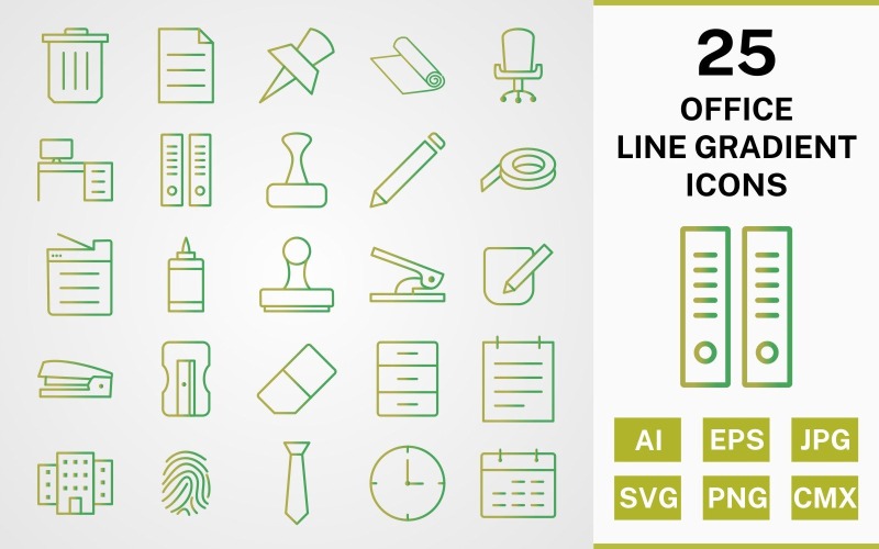 25 Office LINE GRADIENT PACK图标集