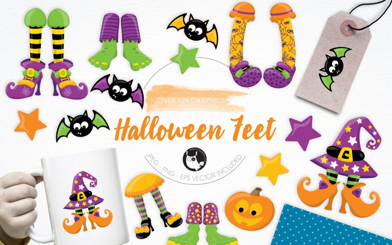 Pack d'illustration de pieds d'Halloween - Image vectorielle